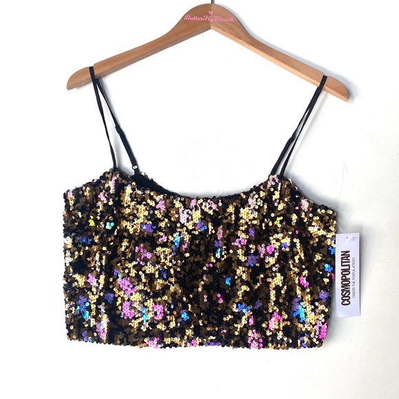 (A3) Cosmopolitan X DTP Leopard Sequin Isla Tank Crop top ONLY, Size XS, NWT - Picture 7 of 13